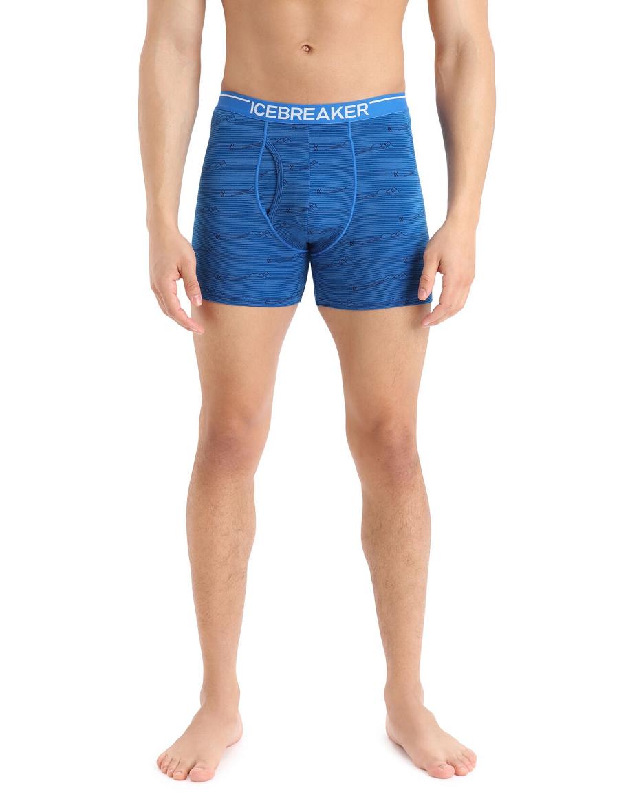 Bielizny Icebreaker Merino Anatomica Boxers With Fly Męskie Granatowe | PL 1643AHKP